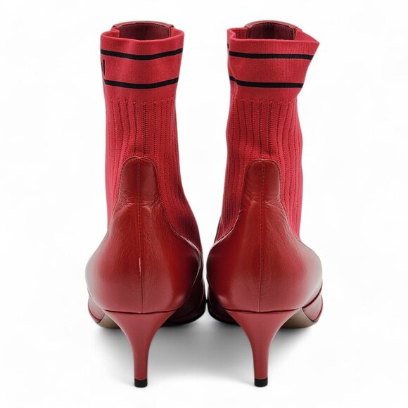 Fendi Rockoko Sock Ankle Booties - Red - Picture 5 of 8